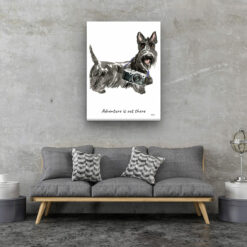 Adventure is out there Scottish Terrier dog canvas print illustration. Pre-stretched wall art ready to hang 13 adventure is out there portrait canvas scottish terrier 30x40 living room