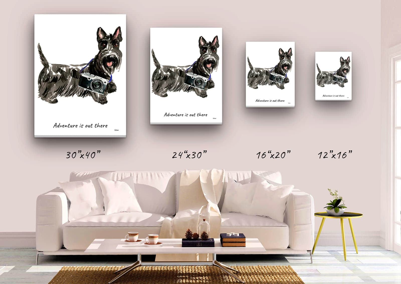 Adventure is out there Scottish Terrier dog canvas print illustration. Pre-stretched wall art ready to hang 4 Adventure is out there Scottish Terrier dog canvas print illustration. Pre-stretched wall art ready to hang - Image 2