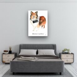 adventure is out there portrait canvas shetland sheepdog 30x40 bedroom