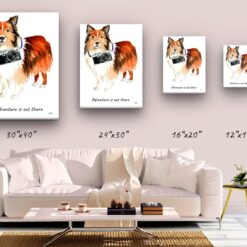 adventure is out there portrait canvas shetland sheepdog size comparison