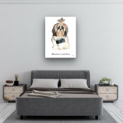 Adventure is out there Shih tzu Long hair dog canvas print illustration. Pre-stretched wall art ready to hang 11 adventure is out there portrait canvas shih tzu long hair 30x40 bedroom