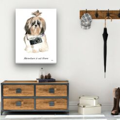 Adventure is out there Shih tzu Long hair dog canvas print illustration. Pre-stretched wall art ready to hang 12 adventure is out there portrait canvas shih tzu long hair 30x40 hall