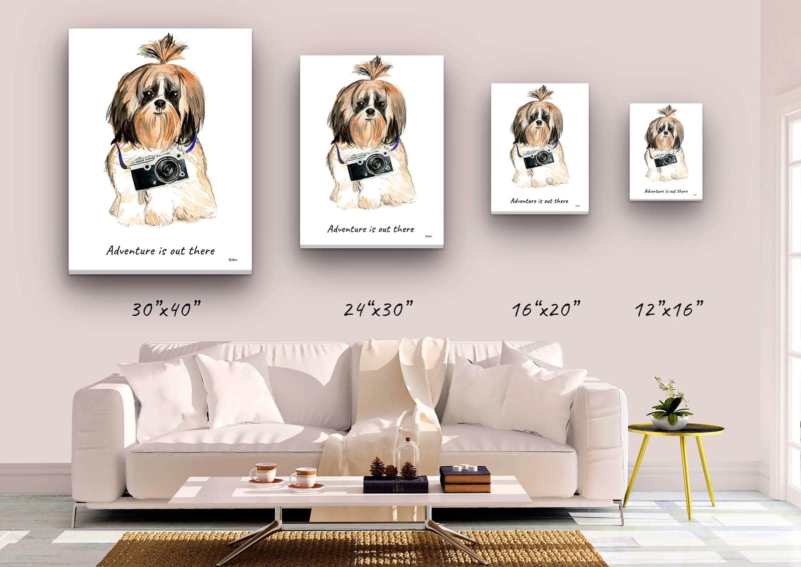 Adventure is out there Shih tzu Long hair dog canvas print illustration. Pre-stretched wall art ready to hang 4 Adventure is out there Shih tzu Long hair dog canvas print illustration. Pre-stretched wall art ready to hang - Image 2