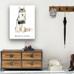 Adventure is out there Siberian Husky dog canvas print illustration. Pre-stretched wall art ready to hang 12 adventure is out there portrait canvas siberian husky 30x40 hall