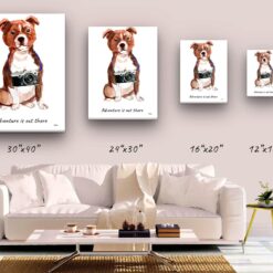 Adventure is out there Staffordshire Bull Terrier dog canvas print illustration. Pre-stretched wall art ready to hang 9 adventure is out there portrait canvas staffordshire bull terrier size comparison