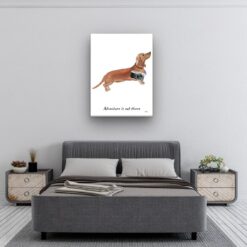 Adventure is out there Tan Dachshund dog canvas print illustration. Pre-stretched wall art ready to hang 11 adventure is out there portrait canvas tan dachshund 30x40 bedroom