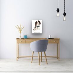 Adventure is out there Tri colour King Charles Spaniel dog canvas print illustration. Pre-stretched wall art ready to hang 10 adventure is out there portrait canvas tri colour king charles spaniel 12x16 office