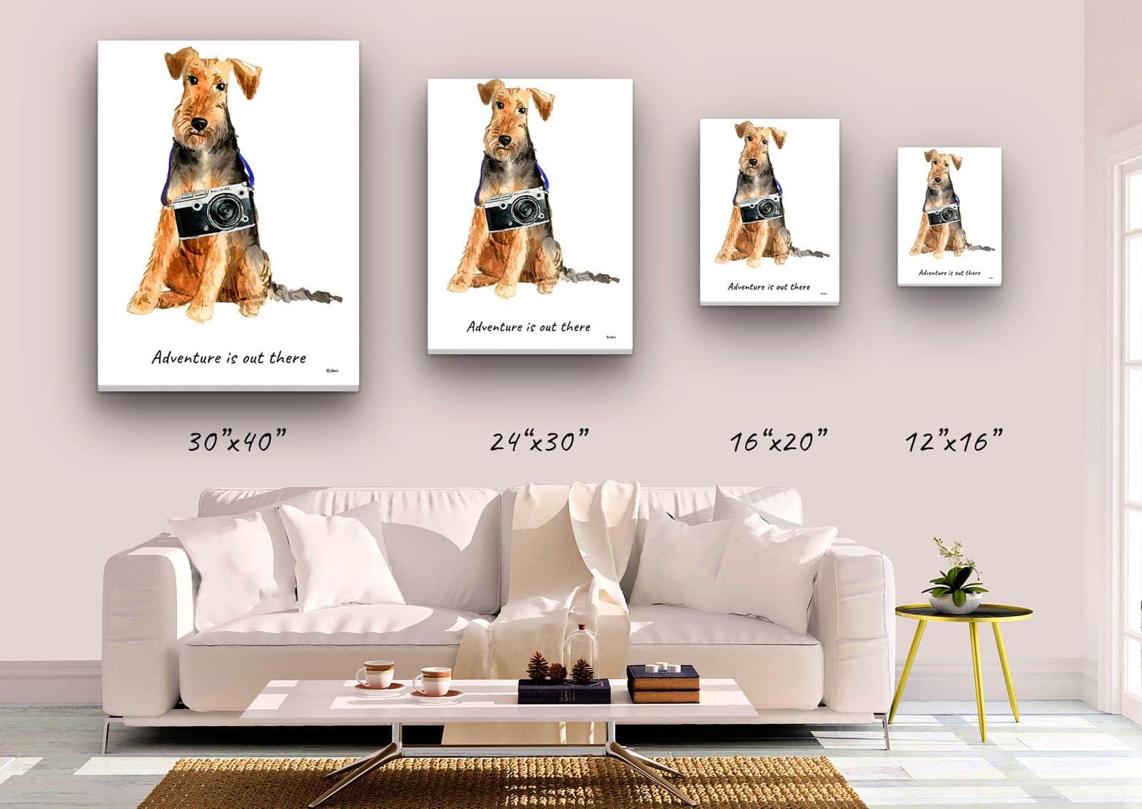 Adventure is out there Welsh Terrier dog canvas print illustration. Pre-stretched wall art ready to hang 4 Adventure is out there Welsh Terrier dog canvas print illustration. Pre-stretched wall art ready to hang - Image 2