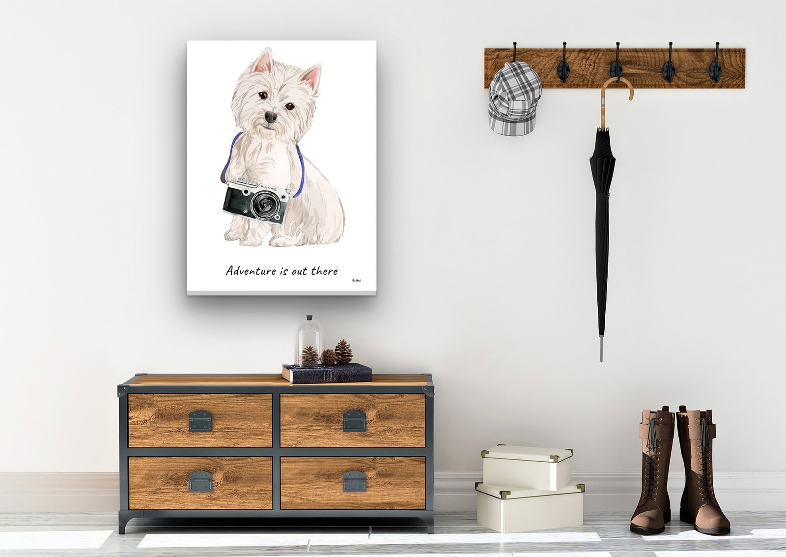 Adventure is out there Westie dog canvas print illustration. Pre-stretched wall art ready to hang 7 Adventure is out there Westie dog canvas print illustration. Pre-stretched wall art ready to hang - Image 5