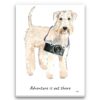 Adventure is out there Wheaten Terrier dog canvas print illustration. Pre-stretched wall art ready to hang 1 adventure is out there portrait canvas wheaten terrier print front view