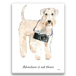 Adventure is out there Wheaten Terrier dog canvas print illustration. Pre-stretched wall art ready to hang