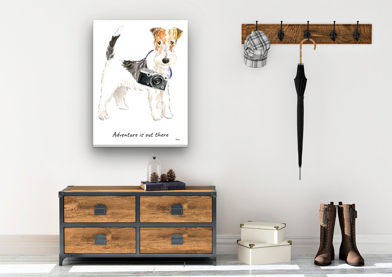 Adventure is out there Wire Haired Fox Terrier dog canvas print illustration. Pre-stretched wall art ready to hang 7 Adventure is out there Wire Haired Fox Terrier dog canvas print illustration. Pre-stretched wall art ready to hang - Image 5