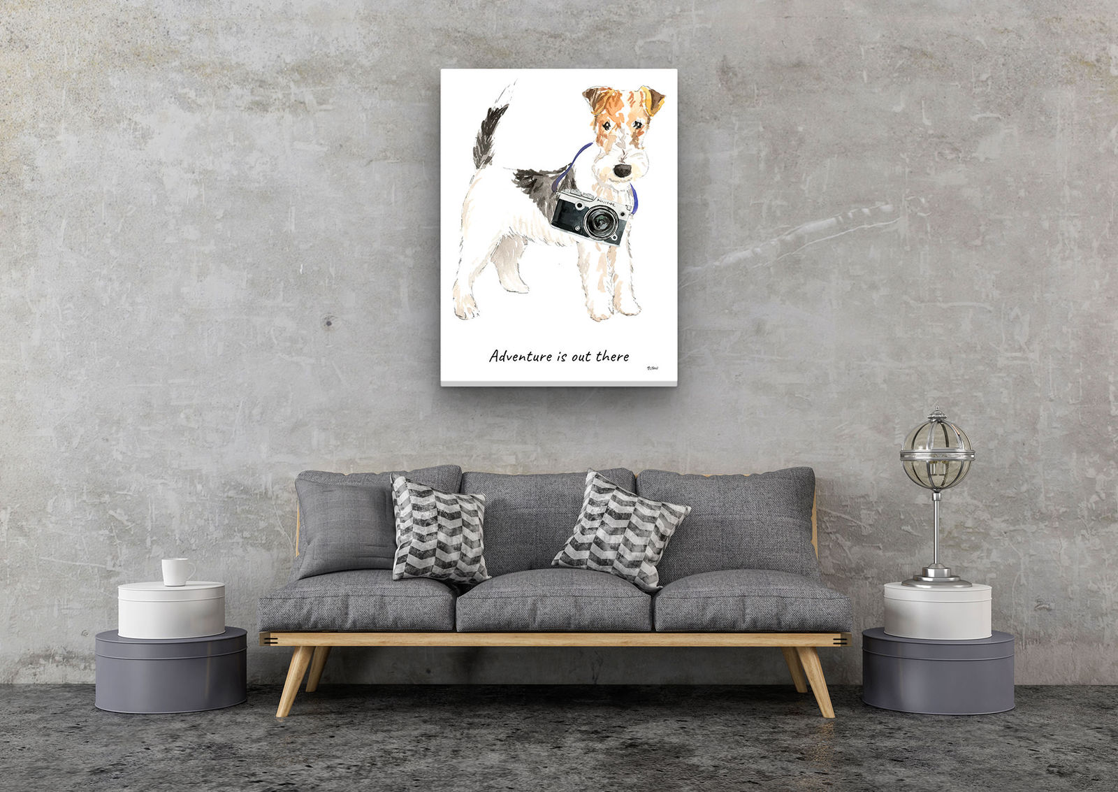 Adventure is out there Wire Haired Fox Terrier dog canvas print illustration. Pre-stretched wall art ready to hang 8 Adventure is out there Wire Haired Fox Terrier dog canvas print illustration. Pre-stretched wall art ready to hang - Image 6