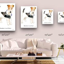 Adventure is out there Wire Haired Fox Terrier dog canvas print illustration. Pre-stretched wall art ready to hang 9 adventure is out there portrait canvas wire haired fox terrier size comparison
