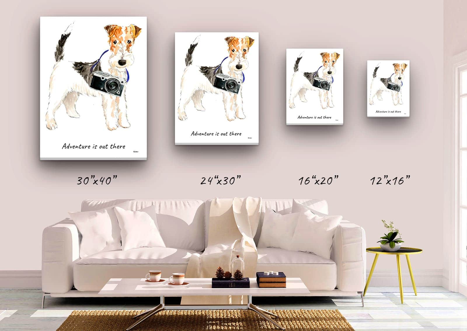 Adventure is out there Wire Haired Fox Terrier dog canvas print illustration. Pre-stretched wall art ready to hang 4 Adventure is out there Wire Haired Fox Terrier dog canvas print illustration. Pre-stretched wall art ready to hang - Image 2