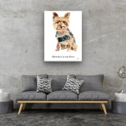 adventure is out there portrait canvas yorkshire terrier 30x40 living room