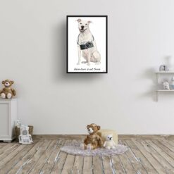 adventure is out there portrait print american staffordshire terrier 28x40 kids room