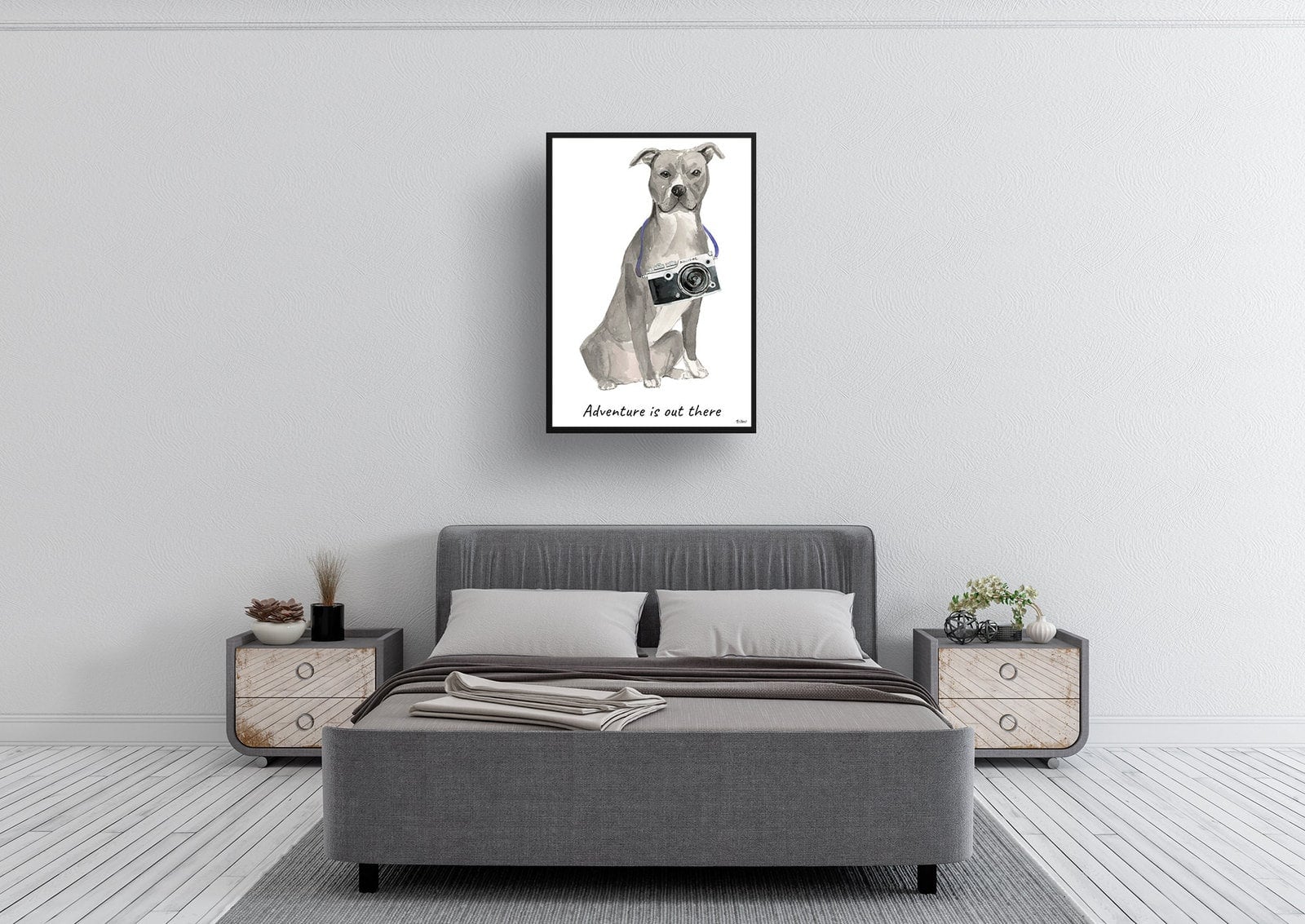 Adventure is out there American Staffordshire terrier grey dog print illustration. Framed & un-framed wall art 6 Adventure is out there American Staffordshire terrier grey dog print illustration. Framed & un-framed wall art - Image 4