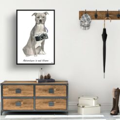 Adventure is out there American Staffordshire terrier grey dog print illustration. Framed & un-framed wall art 14 adventure is out there portrait print american staffordshire terrier grey 28x40 hall