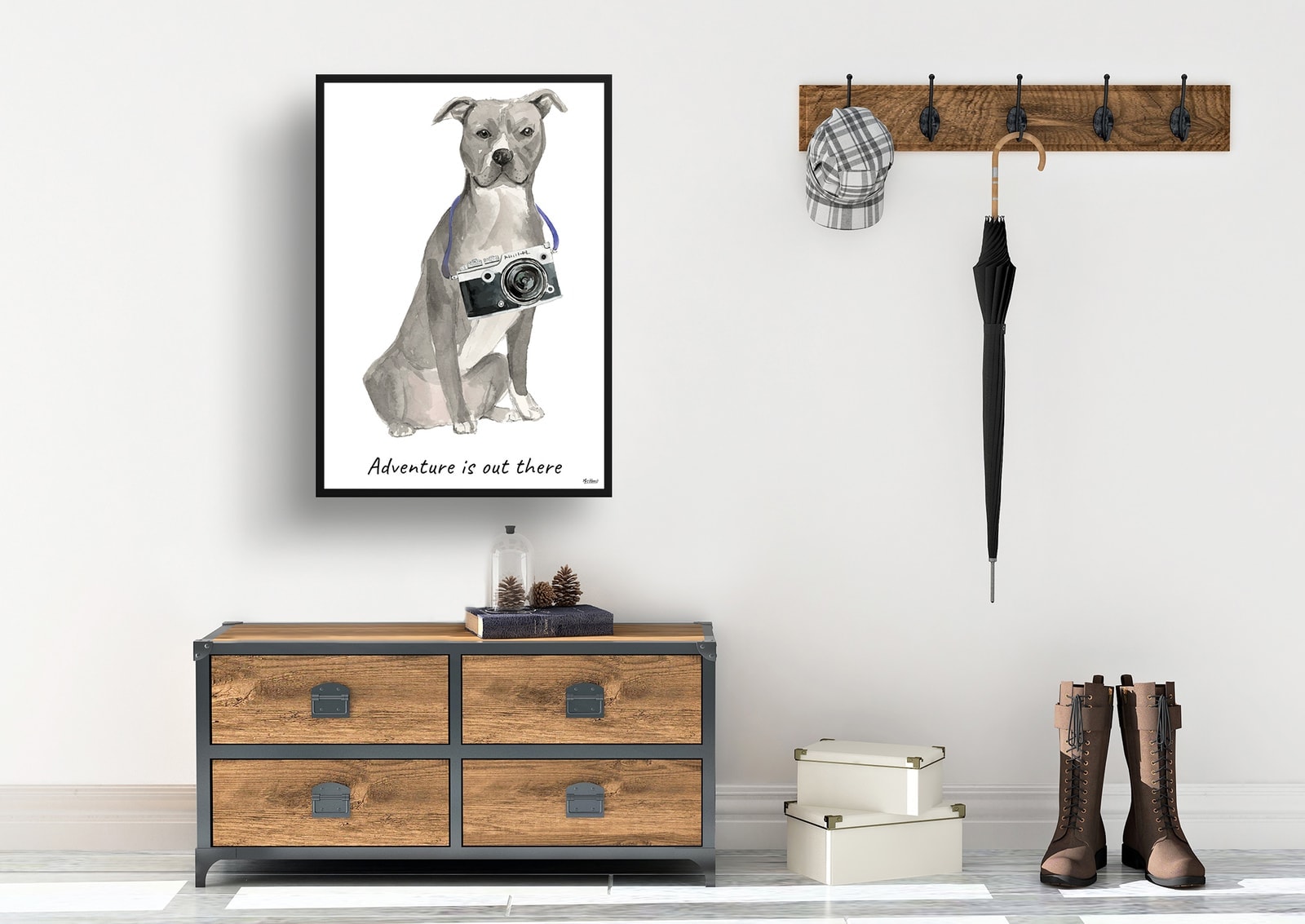 Adventure is out there American Staffordshire terrier grey dog print illustration. Framed & un-framed wall art 7 Adventure is out there American Staffordshire terrier grey dog print illustration. Framed & un-framed wall art - Image 5
