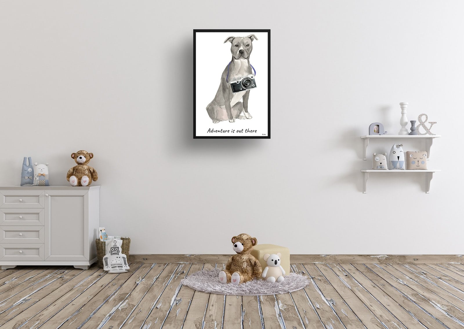 Adventure is out there American Staffordshire terrier grey dog print illustration. Framed & un-framed wall art 8 Adventure is out there American Staffordshire terrier grey dog print illustration. Framed & un-framed wall art - Image 6