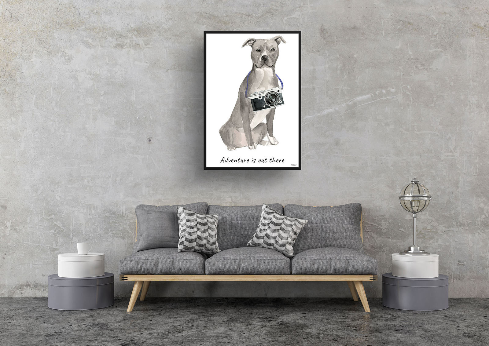 Adventure is out there American Staffordshire terrier grey dog print illustration. Framed & un-framed wall art 9 Adventure is out there American Staffordshire terrier grey dog print illustration. Framed & un-framed wall art - Image 7