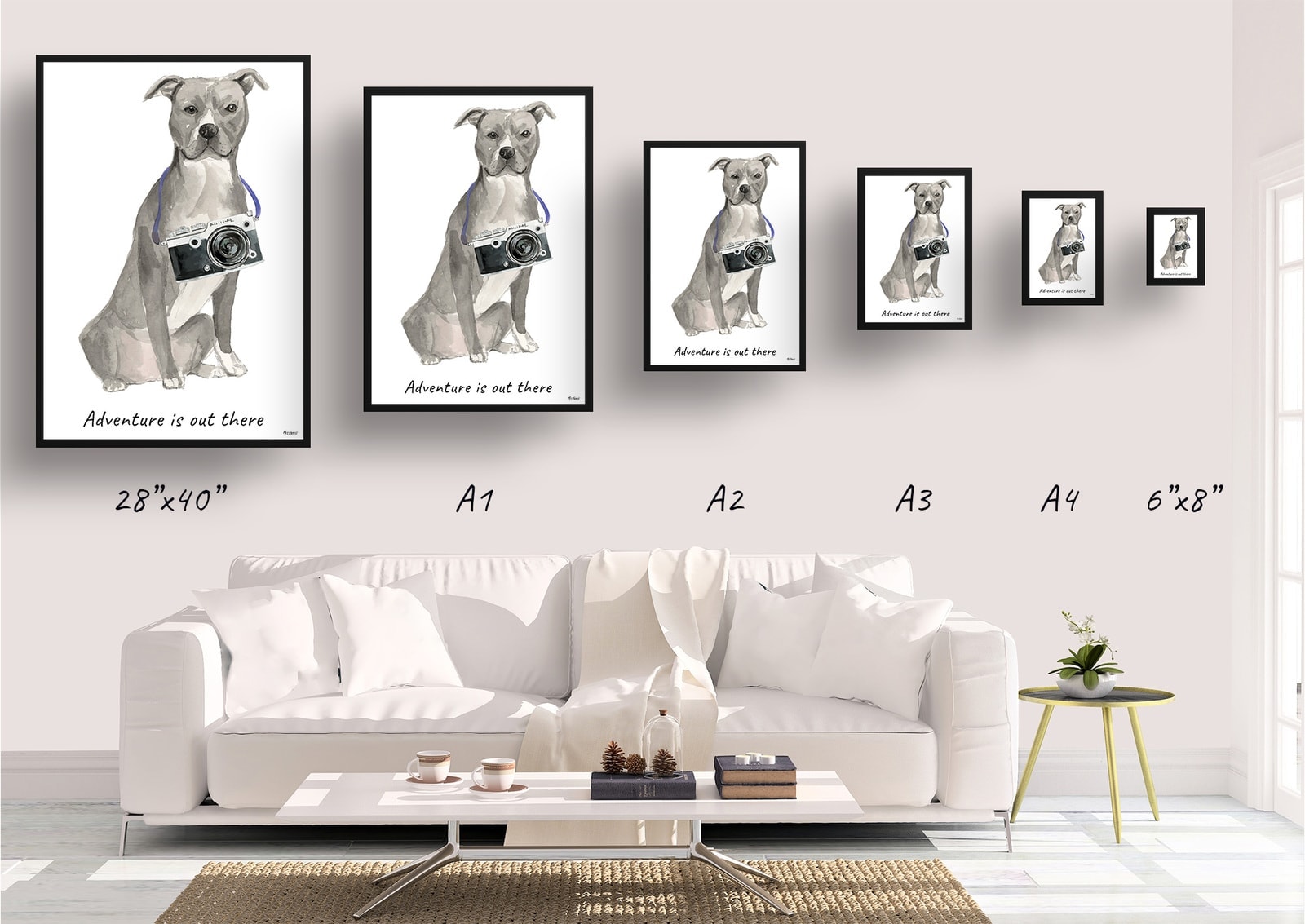 Adventure is out there American Staffordshire terrier grey dog print illustration. Framed & un-framed wall art 4 Adventure is out there American Staffordshire terrier grey dog print illustration. Framed & un-framed wall art - Image 2