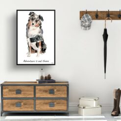 Adventure is out there Australian Shepherd dog print illustration. Framed & un-framed wall art 14 adventure is out there portrait print australian shepherd 28x40 hall
