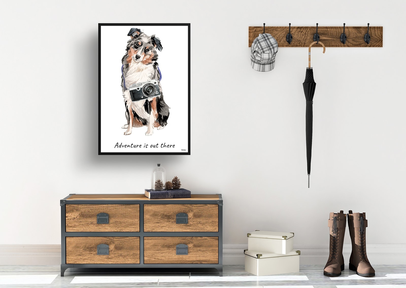 Adventure is out there Australian Shepherd dog print illustration. Framed & un-framed wall art 7 Adventure is out there Australian Shepherd dog print illustration. Framed & un-framed wall art - Image 5