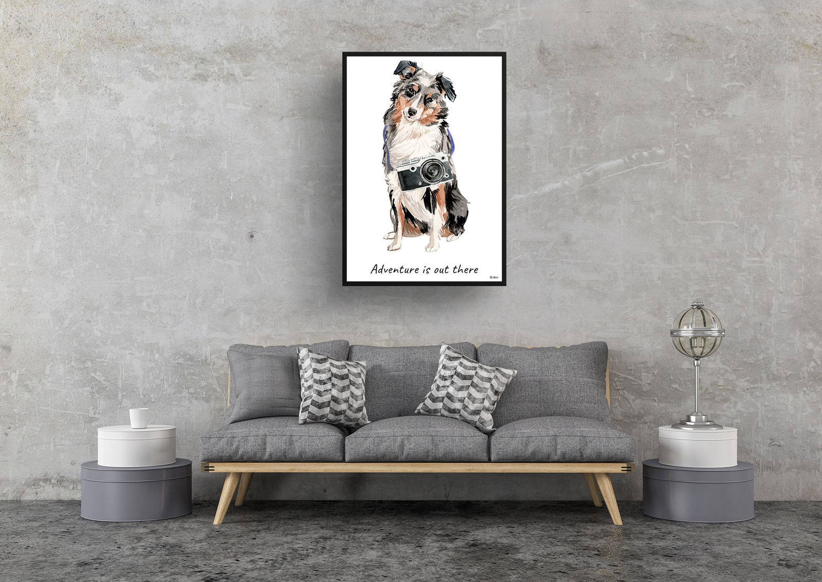 Adventure is out there Australian Shepherd dog print illustration. Framed & un-framed wall art 9 Adventure is out there Australian Shepherd dog print illustration. Framed & un-framed wall art - Image 7