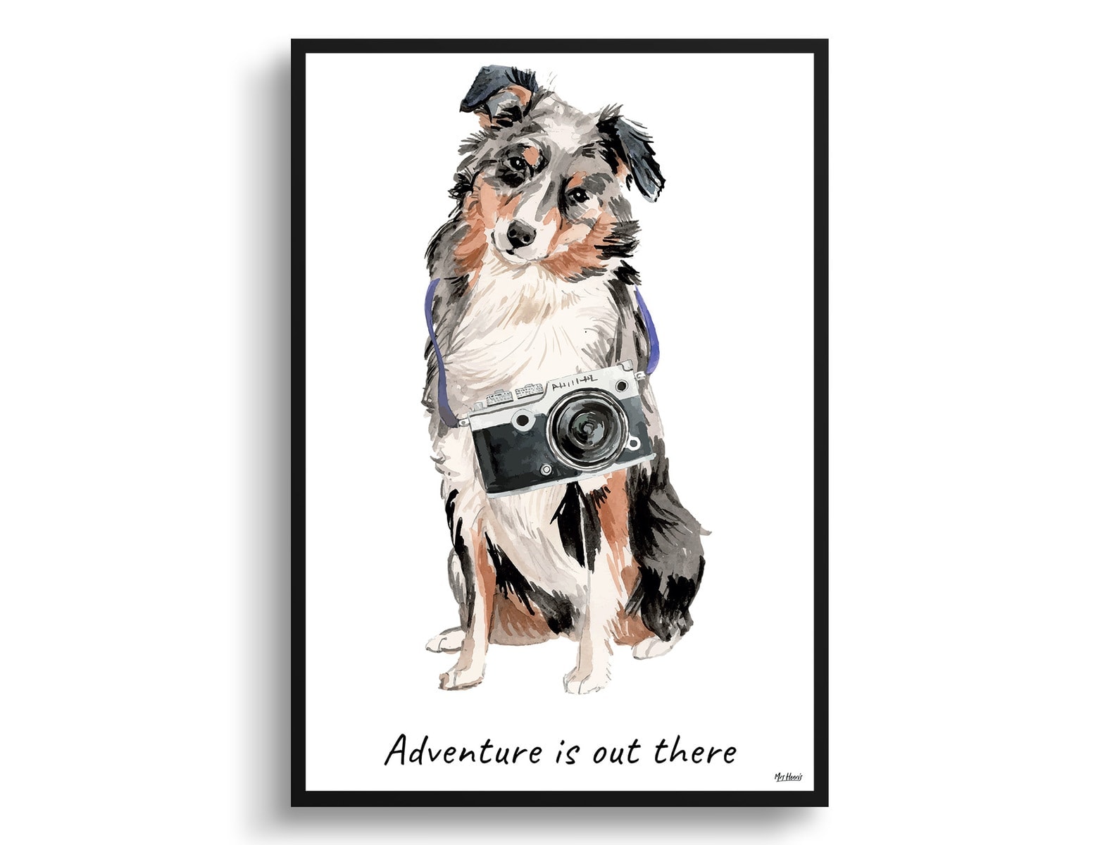 Adventure is out there Australian Shepherd dog print illustration. Framed & un-framed wall art 3 Adventure is out there Australian Shepherd dog print illustration. Framed & un-framed wall art