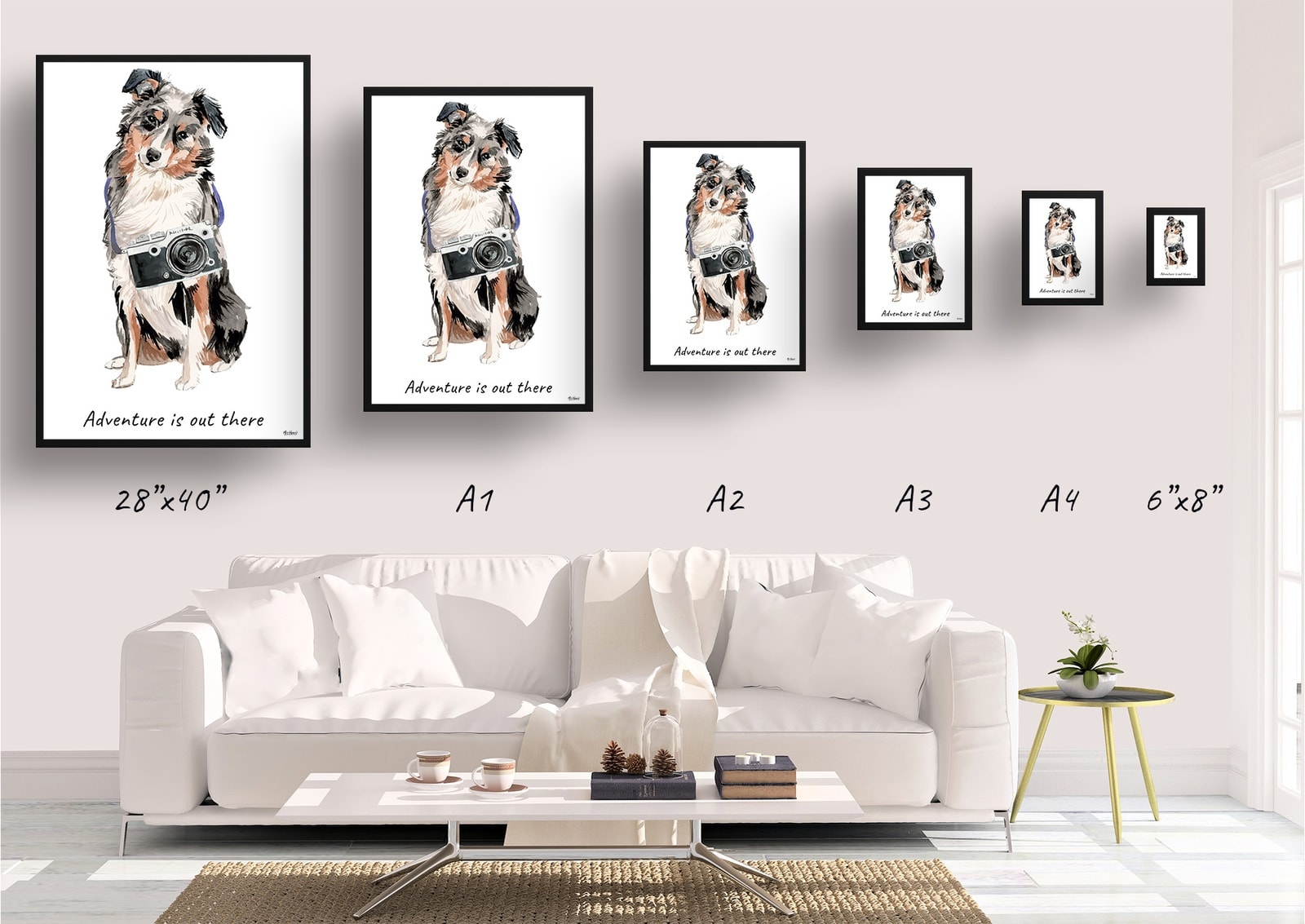 Adventure is out there Australian Shepherd dog print illustration. Framed & un-framed wall art 4 Adventure is out there Australian Shepherd dog print illustration. Framed & un-framed wall art - Image 2