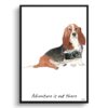 Adventure is out there Basset Hound dog print illustration. Framed & un-framed wall art 2 adventure is out there portrait print basset hound front view