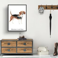 Adventure is out there Beagle dog print illustration. Framed & un-framed wall art 14 adventure is out there portrait print beagle 28x40 hall