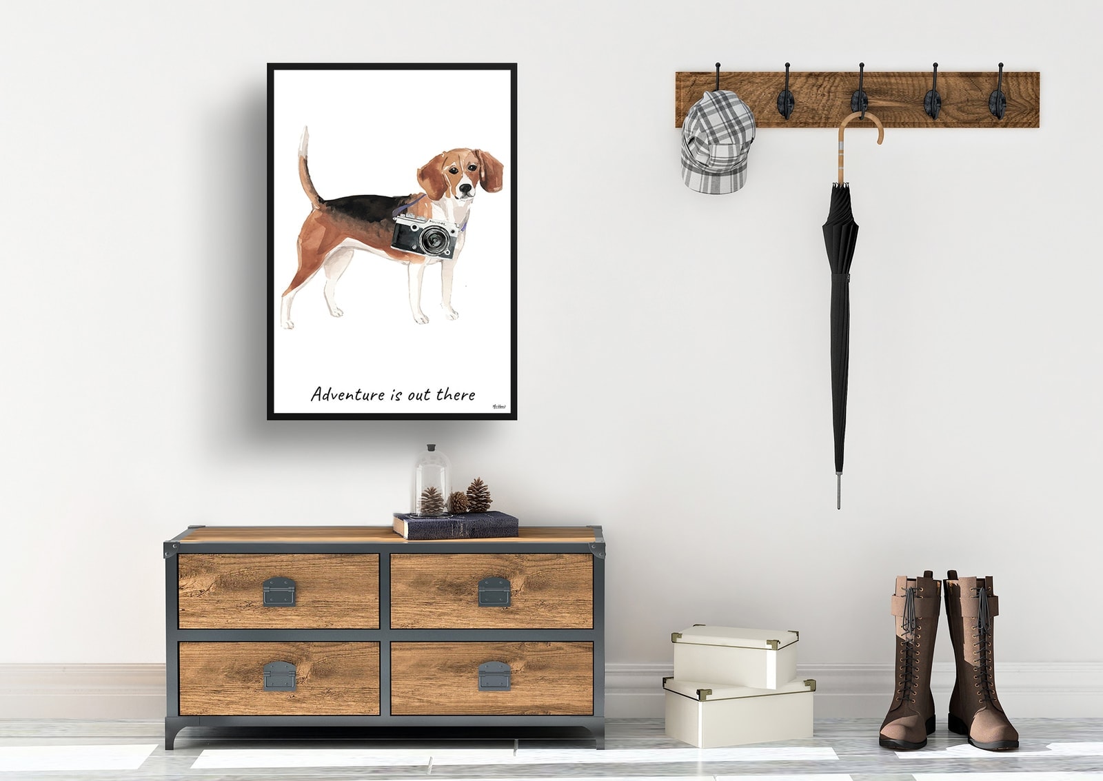 Adventure is out there Beagle dog print illustration. Framed & un-framed wall art 7 Adventure is out there Beagle dog print illustration. Framed & un-framed wall art - Image 5