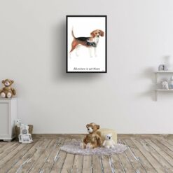 Adventure is out there Beagle dog print illustration. Framed & un-framed wall art 15 adventure is out there portrait print beagle 28x40 kids room