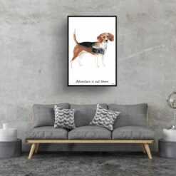 Adventure is out there Beagle dog print illustration. Framed & un-framed wall art 16 adventure is out there portrait print beagle 28x40 living room