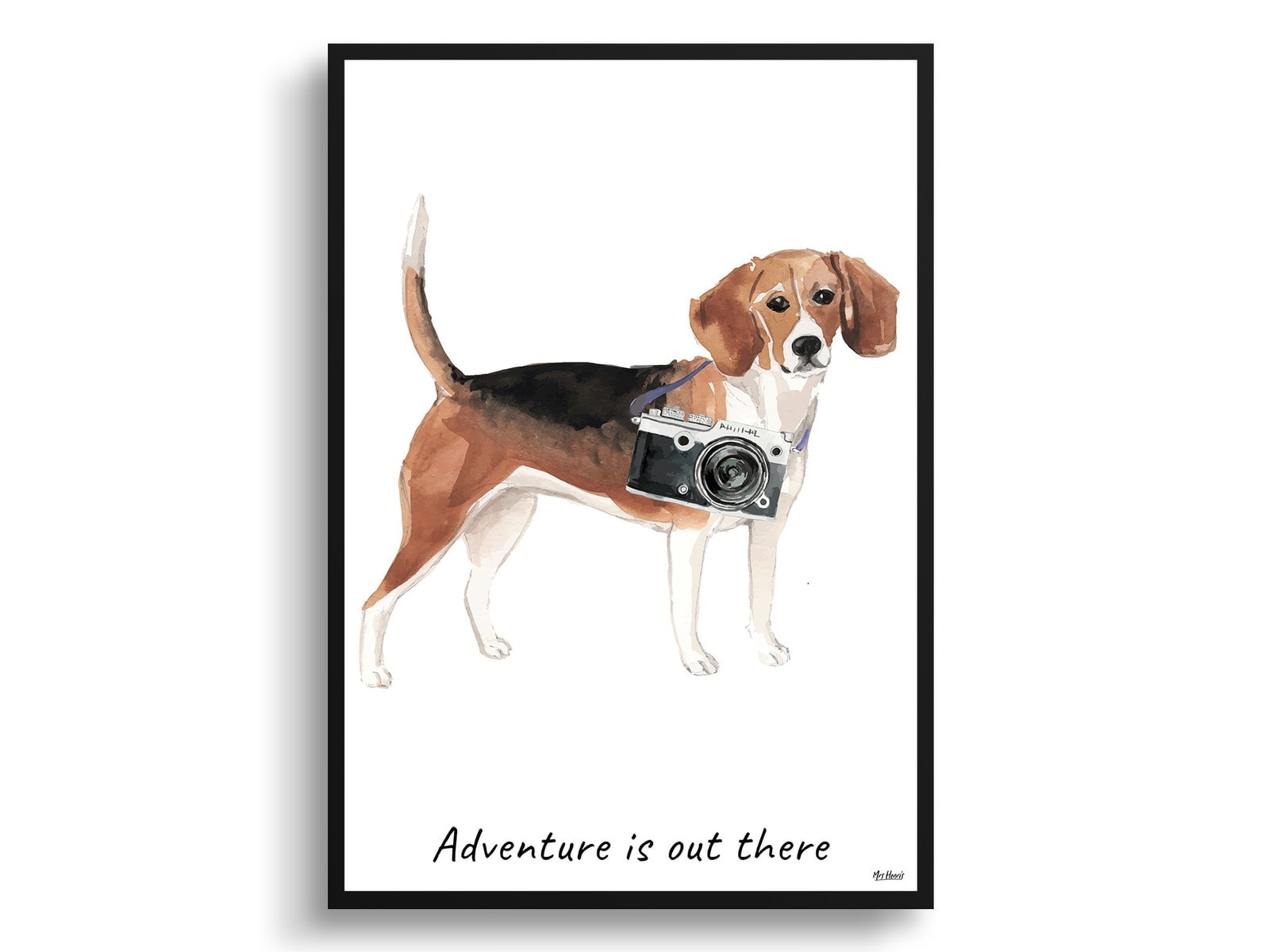 Adventure is out there Beagle dog print illustration. Framed & un-framed wall art 3 Adventure is out there Beagle dog print illustration. Framed & un-framed wall art