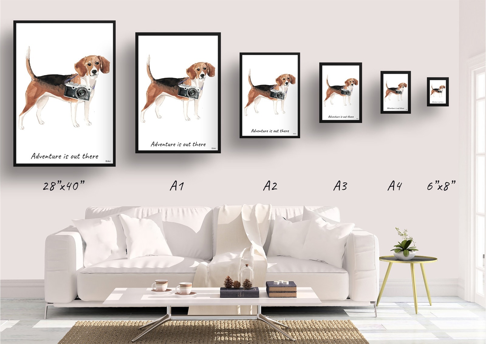 Adventure is out there Beagle dog print illustration. Framed & un-framed wall art 4 Adventure is out there Beagle dog print illustration. Framed & un-framed wall art - Image 2