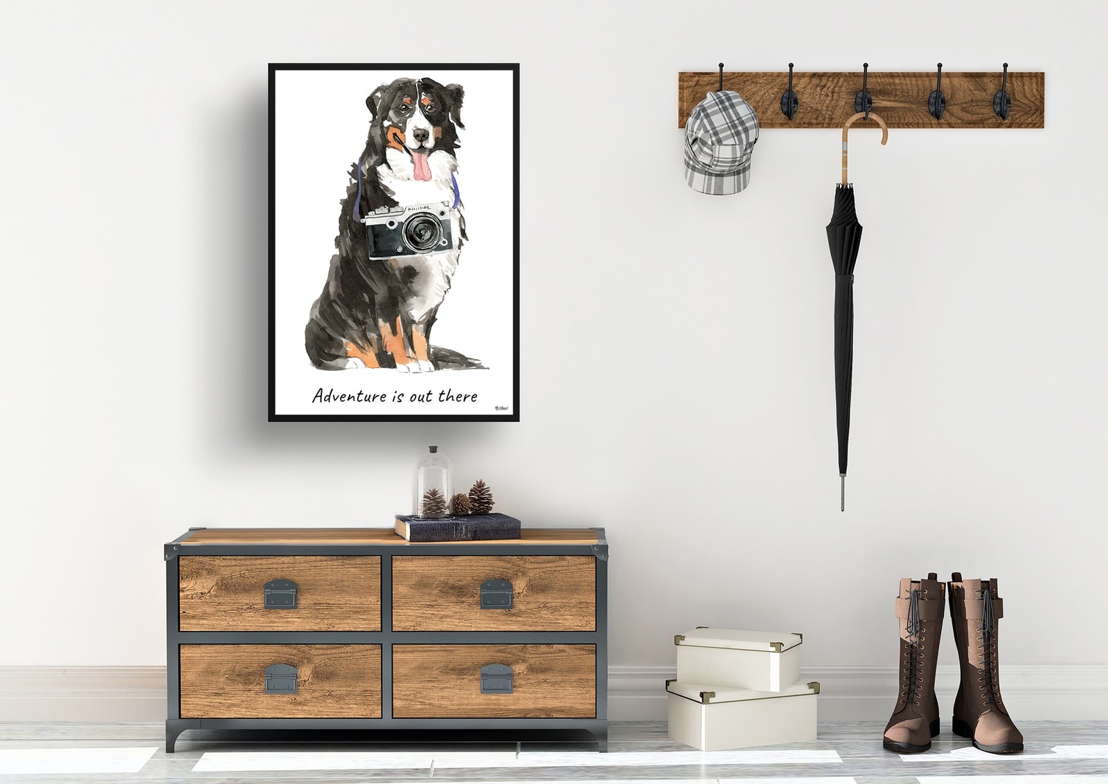 Adventure is out there Bernese Mountain Dog dog print illustration. Framed & un-framed wall art 7 Adventure is out there Bernese Mountain Dog dog print illustration. Framed & un-framed wall art - Image 5