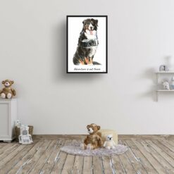 Adventure is out there Bernese Mountain Dog dog print illustration. Framed & un-framed wall art 15 adventure is out there portrait print bernese mountain dog 28x40 kids room