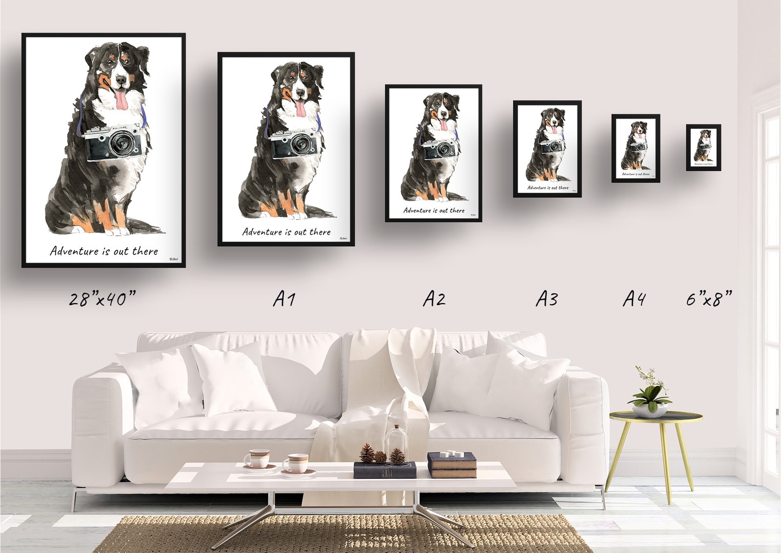 Adventure is out there Bernese Mountain Dog dog print illustration. Framed & un-framed wall art 4 Adventure is out there Bernese Mountain Dog dog print illustration. Framed & un-framed wall art - Image 2