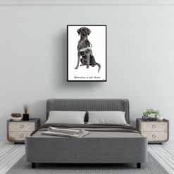 Adventure is out there Black Lab dog print illustration. Framed & un-framed wall art 13 adventure is out there portrait print black lab 28x40 bedroom