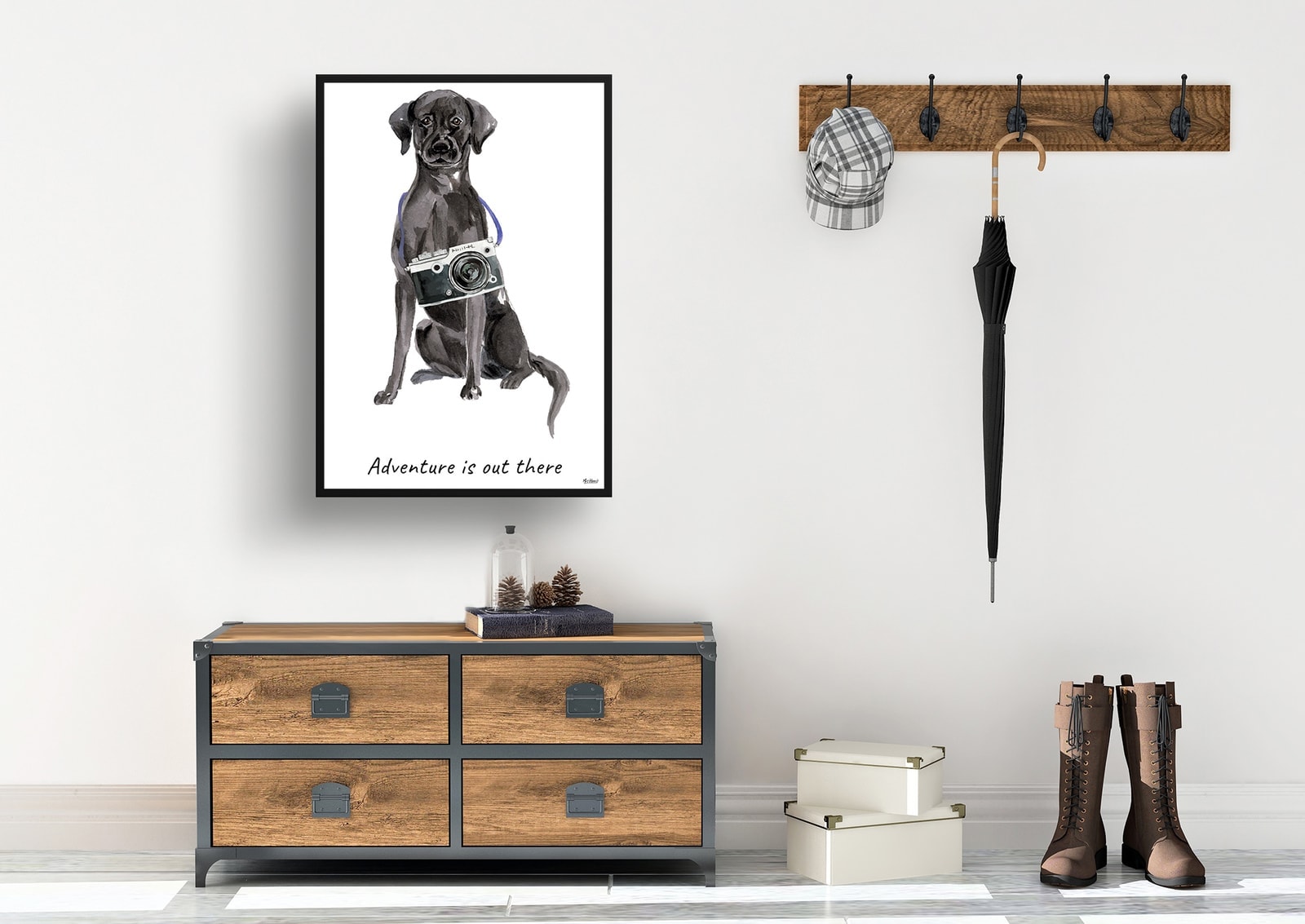 Adventure is out there Black Lab dog print illustration. Framed & un-framed wall art 7 Adventure is out there Black Lab dog print illustration. Framed & un-framed wall art - Image 5