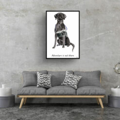 Adventure is out there Black Lab dog print illustration. Framed & un-framed wall art 16 adventure is out there portrait print black lab 28x40 living room