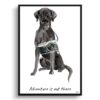 adventure is out there portrait print black lab front view