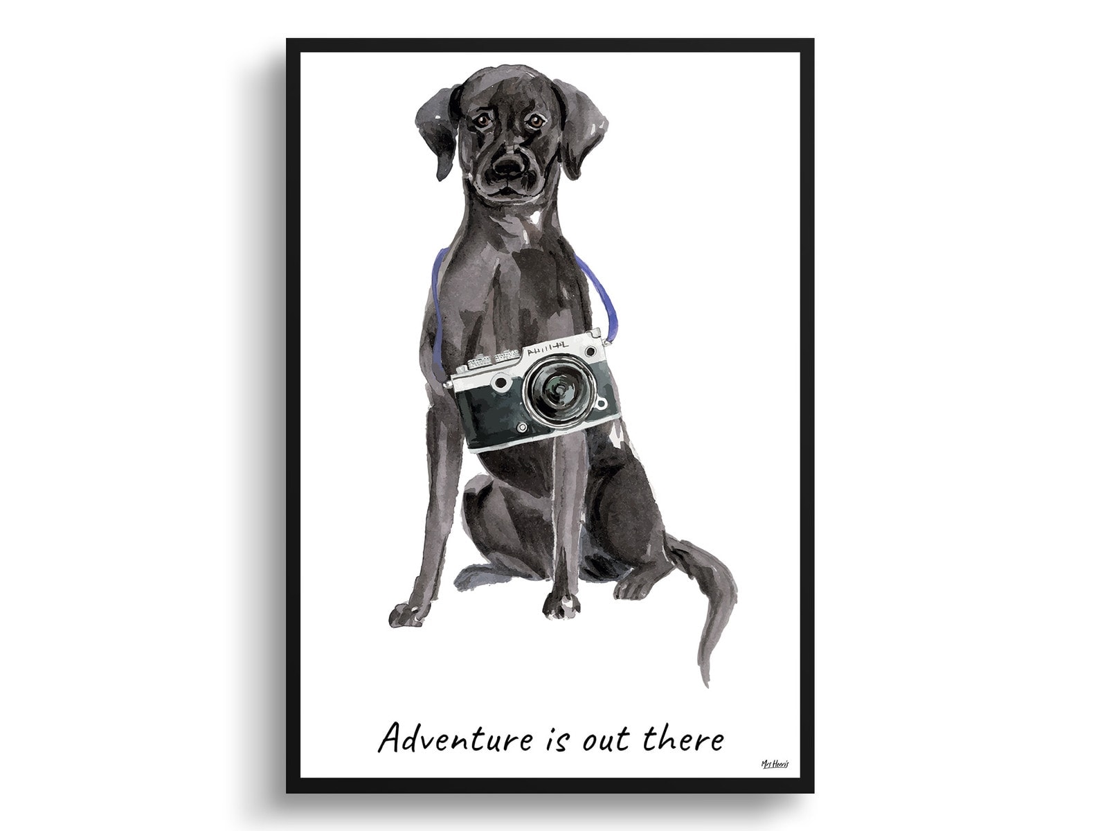 Adventure is out there Black Lab dog print illustration. Framed & un-framed wall art 3 Adventure is out there Black Lab dog print illustration. Framed & un-framed wall art