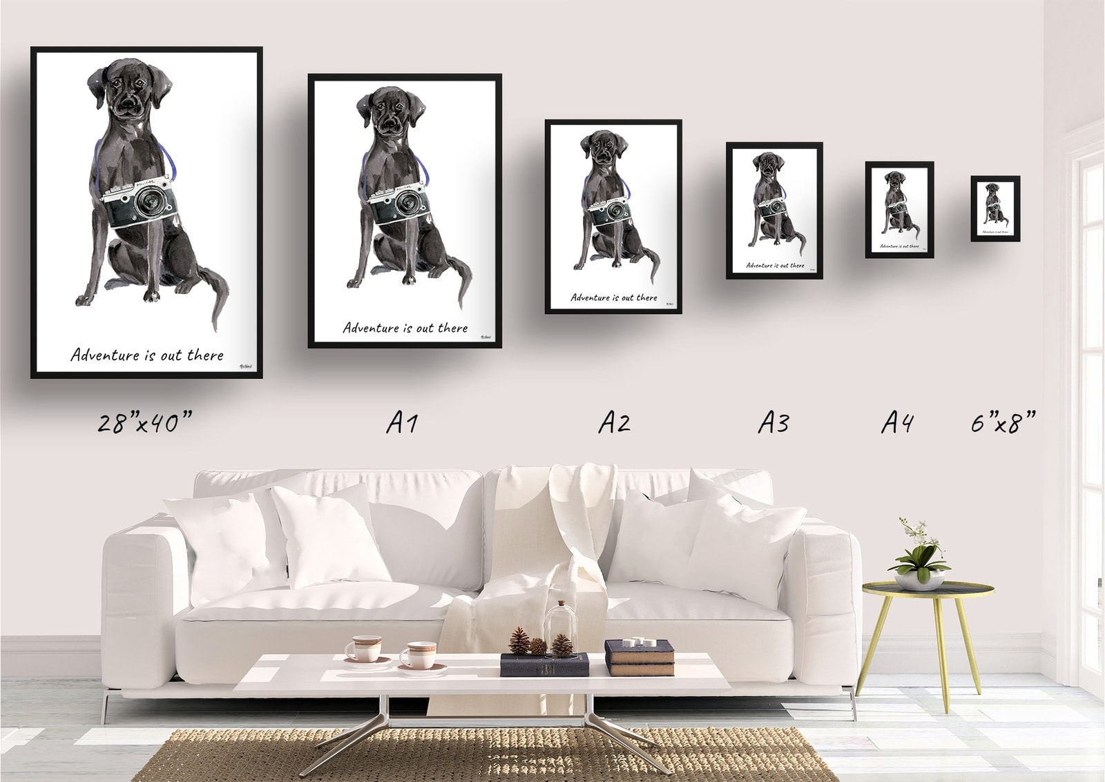 Adventure is out there Black Lab dog print illustration. Framed & un-framed wall art 4 Adventure is out there Black Lab dog print illustration. Framed & un-framed wall art - Image 2
