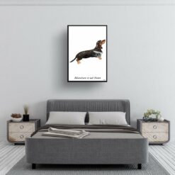 Adventure is out there Black & Tan Dachshund dog print illustration. Framed & un-framed wall art 13 adventure is out there portrait print black tan dachshund 28x40 bedroom
