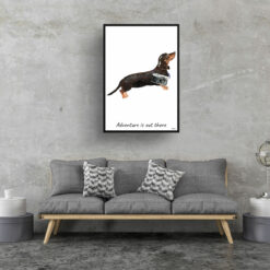 Adventure is out there Black & Tan Dachshund dog print illustration. Framed & un-framed wall art 16 adventure is out there portrait print black tan dachshund 28x40 living room
